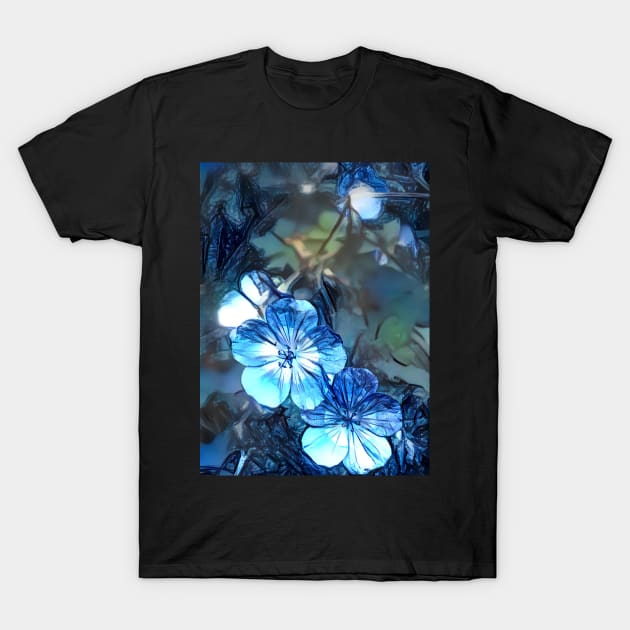 Blue Dream Geraniums T-Shirt by Viking Visual - Lori Svensen